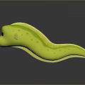 Green Cartoon Aquatic Animal With Streamlined Body Shiny Surface And Black Eyes