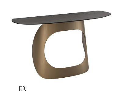 Modern Dining Table With Bronze Curved Base And Black Tabletop Design 3d model