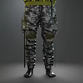 Long Sleeve Black Yellow Gradient Sweater With Camouflage Cargo Pants And Yellow Patterns