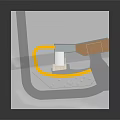 Small Building Design With Yellow Curved Pathway Wooden Railing And Steps