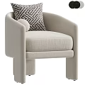 Beige Modern Accent Chair With Armrest Geometric Pattern Pillow And Square Legs