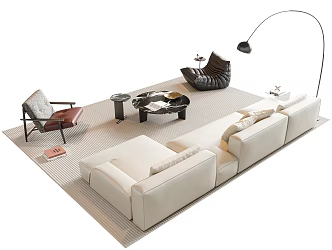 Modern Sofa Coffee Table Combination Leather Sofa Corner Sofa Combination Sofa Multi-Person Sofa Marble Mother and Mother Coffee Table Single Person Leisure Chair Lazy Person Sofa Side Table 3d model