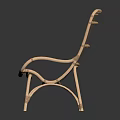 Classic Handwoven Rattan Chair With Curved Armrest And Woven Back Design