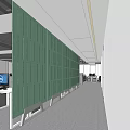 Modern aisle screen felt activity screen partition office area partition green hollowed-out stripes 3d model