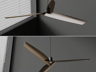 Modern Detailed Pendant Light With Blade Design In Indoor Room And Window View 3d model