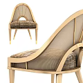 Elegant Leisure Chair Featuring Golden Frame Curved Backrest Mesh Design Circular Cutout And Plaid Cushion