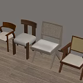 Modern Minimalist Dining Chairs with Wooden Frame Woven Backrest and Upholstered Seat in Light Room