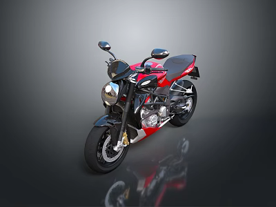 Red And Black Sporty Motorcycle With Sleek Design Modern Headlight And Comfortable Seat 3d model