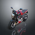 Red And Black Sporty Motorcycle With Sleek Design Modern Headlight And Comfortable Seat