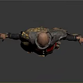 Fantasy Game Movie Character In Red And Gold Outfit With Armored Shoulders And Cloak
