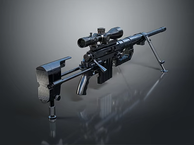 Modern Tactical Sniper Rifle With High Precision Scope And Bipod Support 3d model