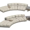 Modern Curved Multi Person Sofa With Button Tufted Design And Side Table 3d model