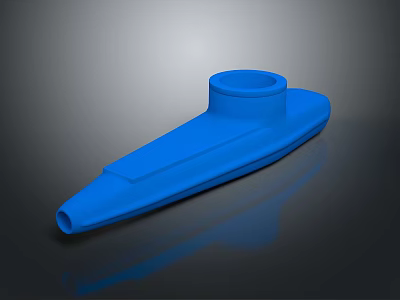 Blue 3D Model Equipment Part With Cylindrical Structure And Streamlined Design 3d model