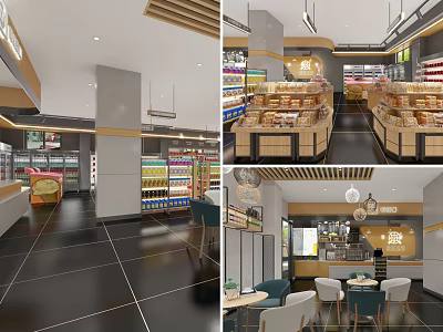 Supermarket Department Store Interior Design With Organized Shelves Various Products And Bright Lighting 3d model