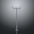 Decorative Street Lamp With Double Lamp Heads Ironwork Details And Metal Base