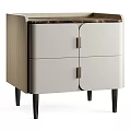 Modern Bedside Table With Marble Top Wood Frame White Doors Metal Handles And Black Legs