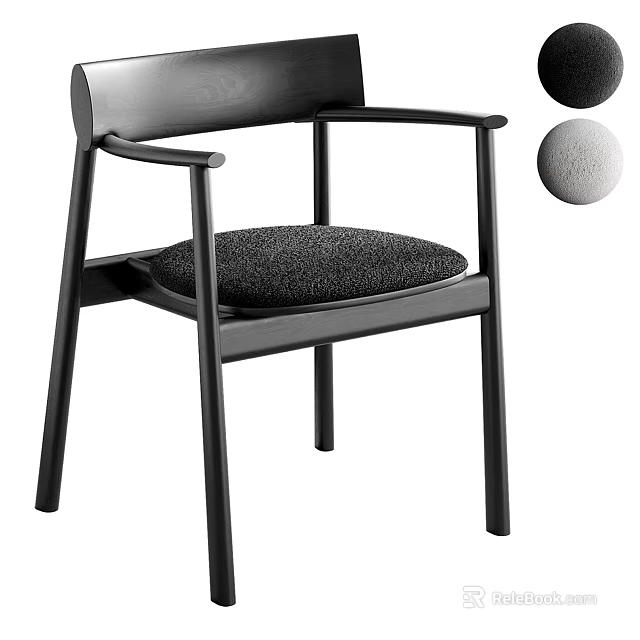 Modern Single Chair With Black Wooden Frame Armrests And Comfortable Upholstered Seat 3d model 