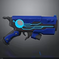 Sci Fi Gun Design With Blue Frame Glowing Lines And Circular Light