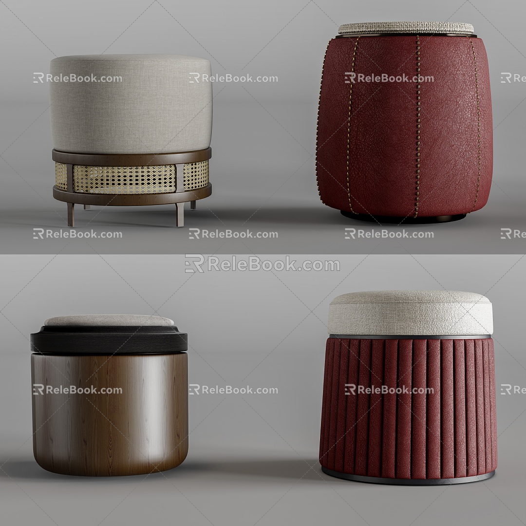 New Chinese Style Sofa Stool 3d model