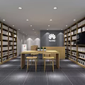 Modern Digital Store Retail Space With Display Shelves And Smartphone Counters