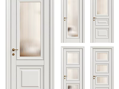 Interior White Hinged Doors With Glass Panels And Panel Designs For Home Decoration 3d model