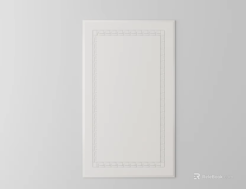 White Minimalist Wardrobe Door Design With Decorative Border And Smooth Surface 3d model