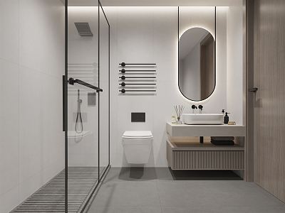 Modern Toilet Bathroom Cabinet Toilet Bathtub Shower 3d model