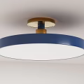 Modern Minimalist Round Ceiling Light With Blue Metal Frame And Gold Accent