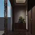 Luxurious Entrance Door With Golden Carved Panels Wall Lamps And Elegant Design