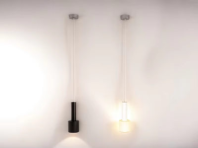 Modern Minimalist Pendant Lights Black And White Design Hanging On White Wall 3d model