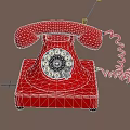 Vintage Red Rotary Dial Telephone Classic Communication Device With Red Handset And Coiled Cord