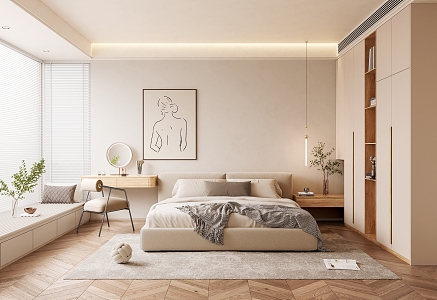 Modern Bedroom Cream Home Bedroom 3d model