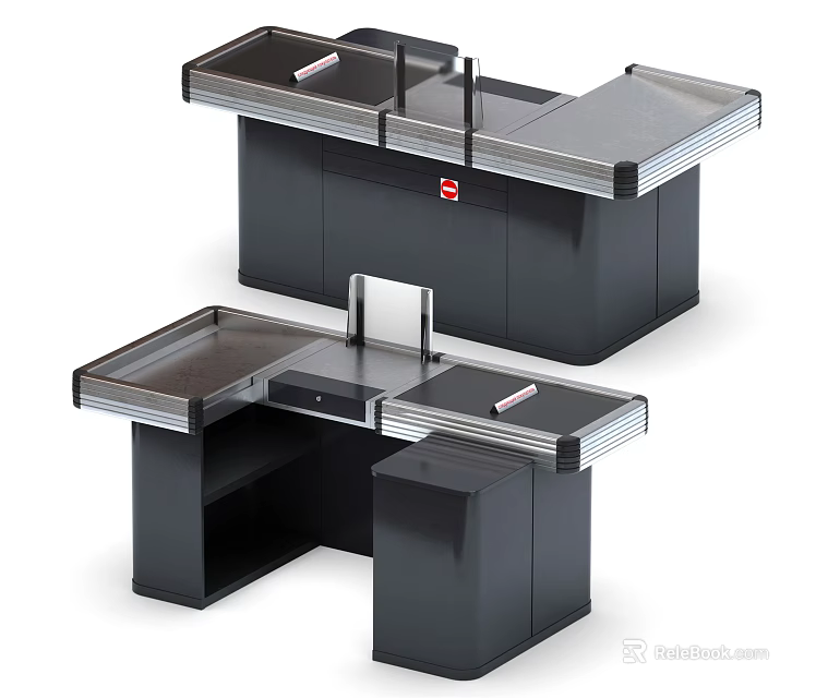 Modern Black Reception Desk With Sleek Countertop And Modular Design 3d model