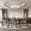 New Chinese Restaurant Rooms Rooms Rooms Rooms Rooms Rooms Dining Tables and Chairs Backwall Sideboard Cabinet 3d model