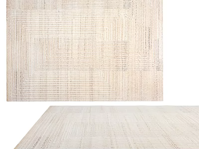Modern Square Rug With Geometric Patterns Neutral Tones And Textured Design 3d model
