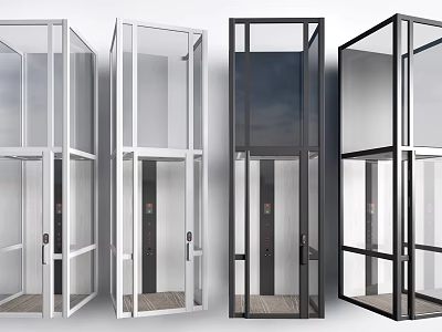 Modern Glass Elevator Designs With Different Color Frames And Interior Styles 3d model