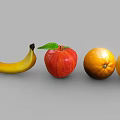 Fresh Colorful Fruits Banana Apple Orange and Sliced Orange Arranged Together