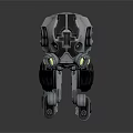 Futuristic Mechanical Robot Creature With Silver Black Body And Green Glowing Parts