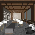 Modern Book Bar Library 3d model