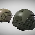 Modern Tactical Helmets In Green And Tan Colors With Protective Design Features