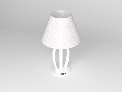 White Table Lamp With Fabric Lampshade And Modern Minimalist Pillar Base Design 3d model