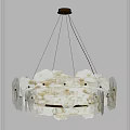 Modern White Petal Shaped Translucent Chandelier With Soft Light Hanging In Room