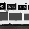 Wall Mounted Televisions With 70 46 65 80 Inch Screens And Digital Clocks Showing Time