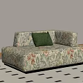 Elegant Chaise Lounge With Floral Pattern Upholstery And Green Cushion In Modern Living Room