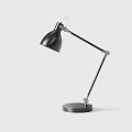 Black Adjustable Arm Table Lamp with Round Metal Base Showcased in Multiple Angles 3d model