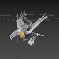 Flying Toucan With Colorful Beak Vibrant Yellow Throat And Black Wings In 3D Render