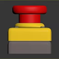 Emergency Stop Safety Device With Red Top Button Yellow Base Gray Section And Metal Screws