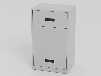 Modern White Storage Cabinet With Drawer And Door And Black Handles 3d model
