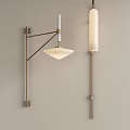 Modern Wall Lamps With Brass Frame And Glass Shades Mounted On Neutral Wall