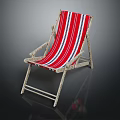 Red And White Striped Deck Chair With Metal Frame For Outdoor Furniture Use